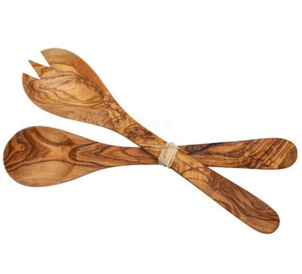 product photo for Olive wood salad servers